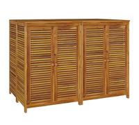 vidaXL Solid Acacia Wood Garden Storage Box - Outdoor Tool Chest with Protective Water-Resistant Bags, Double Door Design, Brown, 140x87x104 cm