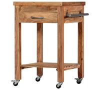 vidaXL Solid Acacia Wood Kitchen Trolley 58x58x89cm Storage Shelving Rack Cart