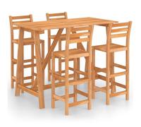 vidaXL Solid Acacia Wood Outdoor Bar Set 5 Piece Wooden Bistro Pub Counter Set