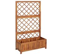 Solid Acacia Wood Raised Bed with Trellis Outdoor Planter Flower vidaXL