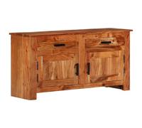 vidaXL Solid Acacia Wood Sideboard, Natural Brown, Dimensions 100 x 30 x 50 cm. It has 2 doors, 2 drawers and iron handles. Perfect for indoors, easy to maintain, it brings