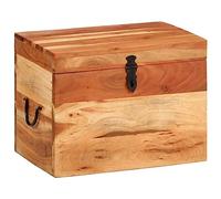 vidaXL Solid Acacia Wood Storage Box with Lid - Antique-Style Wooden Tool Chest with Large Compartment - 39x28x31 cm'