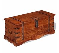 vidaXL Solid Acacia Wood Storage Chest - Rustic Brown Honey Finish, Versatile as Coffee/Side Table, Handcrafted with Palisander and Rosewood Grains, Two Side Handles - Ideal for Living Room & Bed...