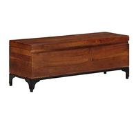 vidaXL Solid Acacia Wood Storage Trunk/Coffee Table, Brown Iron Details - Spacious Wooden Box for Living Room/Bedroom