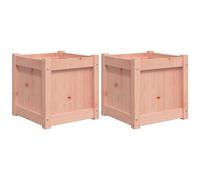 vidaXL Solid Douglas Wood Garden Planters - DIY-friendly, Spacious Flower Pots for Outdoor Gardens, Balconies, or Patios - Set of 2, Brown