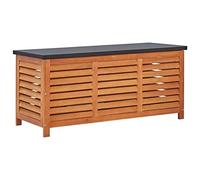 vidaXL Solid Eucalyptus Wood Garden Storage Box - 117x50x55 cm, Weather-Resistant, Brown, Outdoor Bench with Ample Storage
