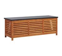 vidaXL Solid Eucalyptus Wood Garden Storage Box Stylish Durable Easy to Clean Outdoor Pool Entryway Bench Chest Trunk Container 150x50x55cm