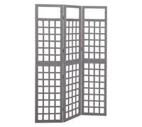 vidaXL Solid Fir Wood 3-Panel Room Divider/Trellis Grey Patio Privacy Screen