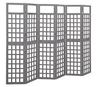 vidaXL Solid Fir Wood 6-Panel Room Divider/Trellis Outdoor Indoor Patio Garden Wooden Privacy Screen Folding Trellis Plant Support Grey, 242,5 x 180 cm