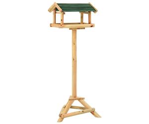 vidaXL Solid Fir Wood Bird Feeder with Stand Traditional Outdoor Garden Wooden S