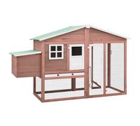 vidaXL Solid Fir Wood Chicken Coop with Nest Box Mocha and White Chicken Hutch