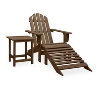 vidaXL Solid Fir Wood Garden Adirondack Chair with Ottoman&Table Brown Unit