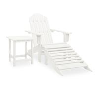 vidaXL Garden Adirondack Chair with Ottoman&Table Solid Fir Wood White