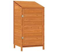 vidaXL Solid Fir Wood Garden Shed - 55x52x112cm - Brown, Outdoor Storage Building for Tools, Lawn Equipment, and Garden Accessories
