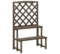 vidaXL Solid Fir Wood Plant Stand with Trellis - 2-Shelves Outdoor Indoor Display Rack for Potted Plants & Garden Ornaments - Grey 70x42x115 cm - DIY Assembly
