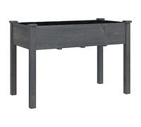 vidaXL Solid Fir Wood Planter with Liner - Grey - Ample Planting Space - Practical for Patios, Gardens, Balconies; Includes Drainage Hole