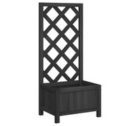 vidaXL Planter with Trellis Black Solid Wood Fir