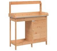 vidaXL Potting Table with Wardrobe Spruce Wood 110.5x45x124.5cm, Planting Table, Potting Bench, Outdoor Potting Bench