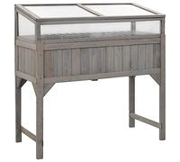 vidaXL Solid Fir Wood Raised Bed with Greenhouse Wooden Flower Box Bed Set