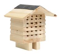vidaXL Solid Firwood Bee Hotel Pet Supply Small Animal Habitat Bug Nesting Hotel Shelter Wooden Insect House Mason Bee System Garden Nest Box