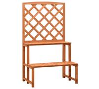 vidaXL Solid Firwood Trellis Planter with Shelves Orange Plant Climbing Garden