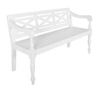 vidaXL Solid Mahogany Wood Batavia Bench White Hallway Furniture Decor Seating