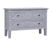 vidaXL Solid Mahogany Wood Sideboard with 2 Drawers Grey Vintage Cabinet
