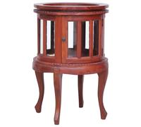 vidaXL Solid Mahogany Wood Vitrine Cabinet Brown Glass Display Living Cabinet