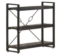 vidaXL Solid Mango Wood 3-Tier Bookcase Black 90x30x80 cm Book Rack Bookshelf