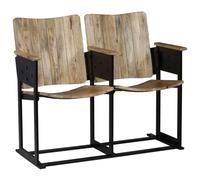 vidaXL Solid Mango Wood and Steel 2-Seater Bench 102x55x83cm Entryway Seat
