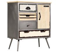 vidaXL Solid Mango Wood and Steel Sideboard 65x33x76cm Storage Cabinet Unit