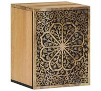 vidaXL Solid Mango Wood Bathroom Wall Cabinet - Wall-Mounted Storage Cupboard with Hand-Carved Floral Pattern (38 x 33 x 48 cm)