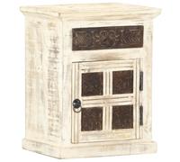 vidaXL Solid Mango Wood Bedside Cabinet White 40x30x50cm Telephone Stands