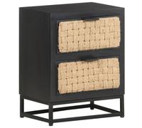 vidaXL Bedside Cabinet 40x30x50 cm Solid Mango Wood, Black