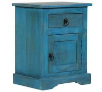 vidaXL Solid Mango Wood Bedside Table 40x30x50cm Blue Bedroom Nightstand Unit