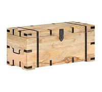 vidaXL Solid Mango Wood Chest Storage Box Wooden Treasure Valuable Tool Cabinet Hall Bench Living Room Bedroom Home Interior Decoration