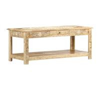 vidaXL Solid Mango Wood Coffee Table Hand Painted 110cm Phone Desk Tea Stand