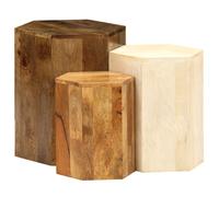 vidaXL Solid Mango Wood Coffee Table Set 3 Piece Living Room Furniture Stand