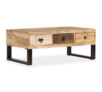 vidaXL Solid Mango Wood Coffee Table with 3 Drawers 90x50x35cm Home Furniture