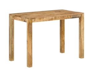 vidaXL Solid Mango Wood Dining Table - 110 x 55 x 76 cm, Natural Finish, Iron Frame, Rustic Kitchen/Restaurant Bistro Table