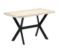 vidaXL Solid Mango Wood Dining Table Heavy Duty Steel Legs White 120x60cm