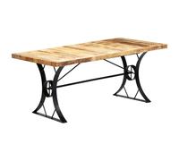 vidaXL Solid Mango Wood Dining Table Steel Legs Brown 180cm Kitchen Table