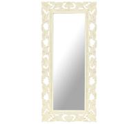 vidaXL Solid Mango Wood Hand Carved Mirror Wooden Wall Hall Mirror Wall Mounted