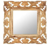 vidaXL Solid Mango Wood Hand Carved Mirror Wooden Wall Hall Mirror Wall Mounted