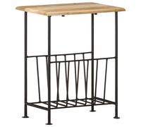Solid Mango Wood Magazine Rack Steel Side Table End Storage vidaXL