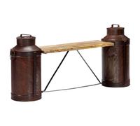 vidaXL Solid Mango Wood Milk Bottle Bench Recycled Iron Milk Bottle Wood Bench