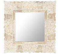 vidaXL Solid Mango Wood Mirror - 50x50 cm Square Frame - Wall-Mounted Bohemian-style Home Decor with Hand-Carved Pattern