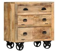 vidaXL Solid Mango Wood Side Cabinet with Wheel 70x40x75cm Storage Cabinet