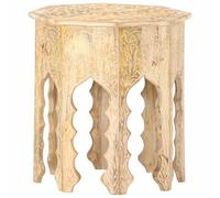 vidaXL Solid Mango Wood Side Table Wooden End Coffee Tea Couch Table Hand-carved