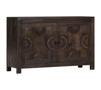 vidaXL Solid Mango Wood Sideboard 2 Doors Carved Design Side Cabinet Highboard